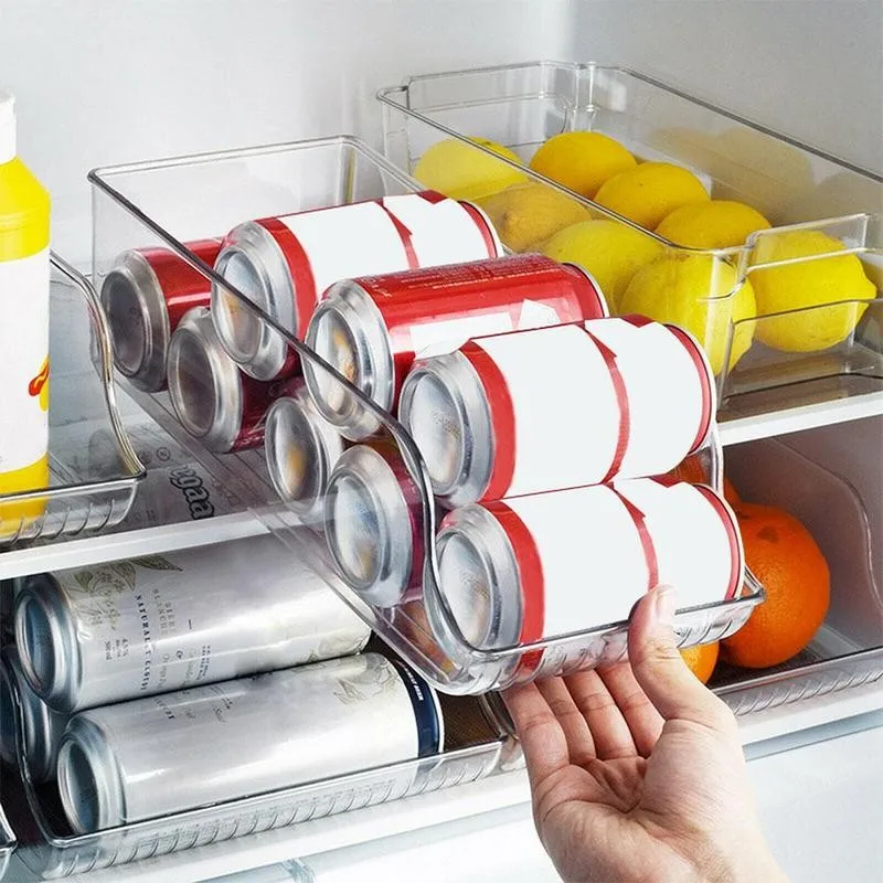 

Refrigerator Organizer Bins Soda Can Dispenser Beverage Transparent Holder For Fridge Freezer Kitchen Storage Container Cabinets