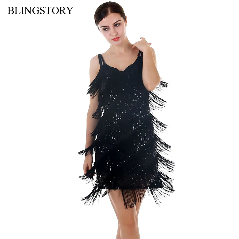 BLINGSTORY сексуальное платье для латиноамериканских выступлений с блестками и