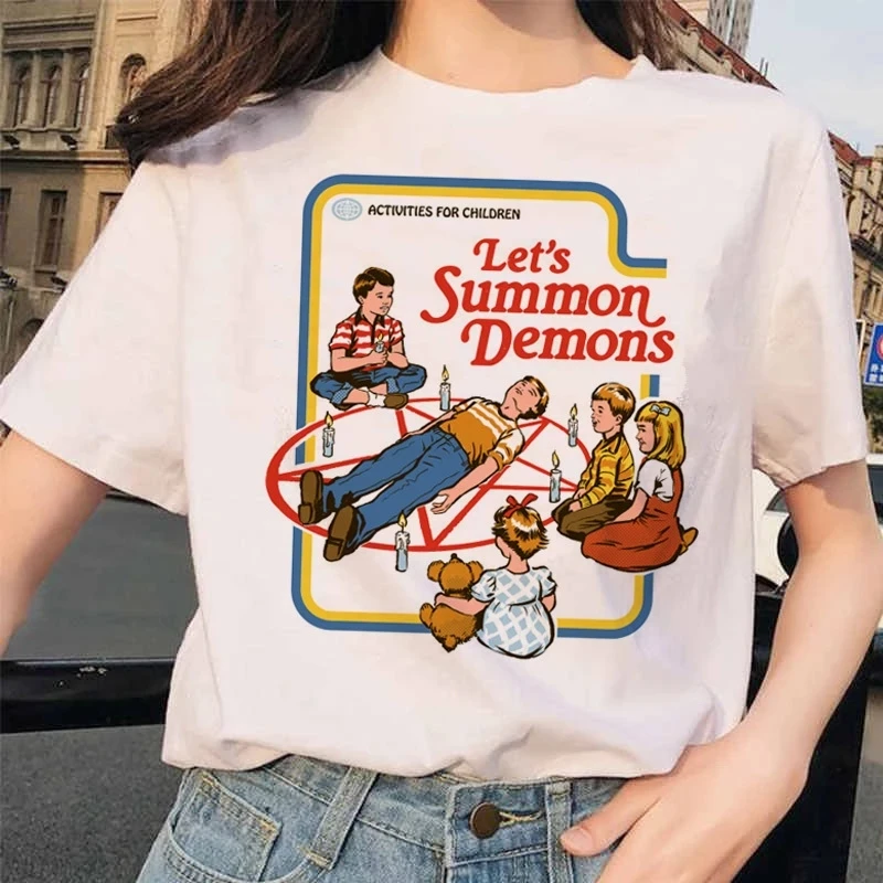 

Summer Demon Women's T Shirt Harajuku Scary Cartoon Men's Tee Tops Chic Ullzang Grim Evil Tshirt Female Streetwear T-shirt 90s