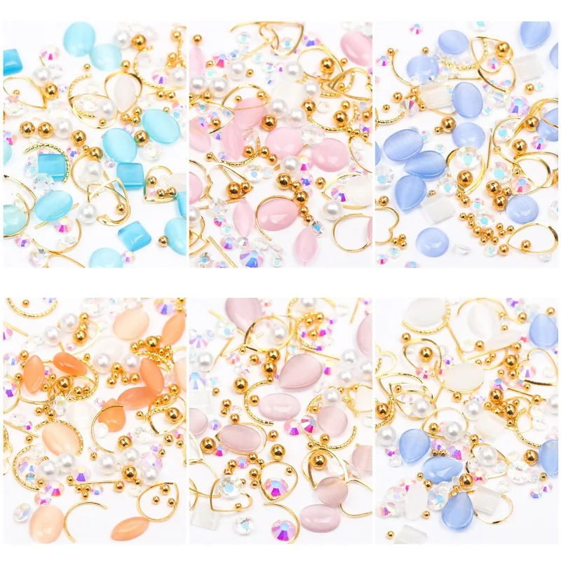 1 сумка с украшением в виде кристаллов и жемчугом золотая линия ногти