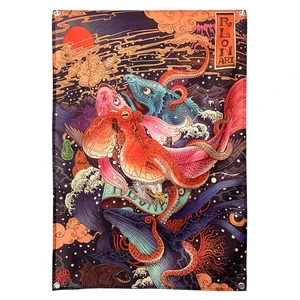 Vintage Ukiyo-e Tattoo Poster Skull Banner Flag Tapestry Wall Hanging Canvas Painting Wall Stickers Bar Cafe Bedroom Decor
