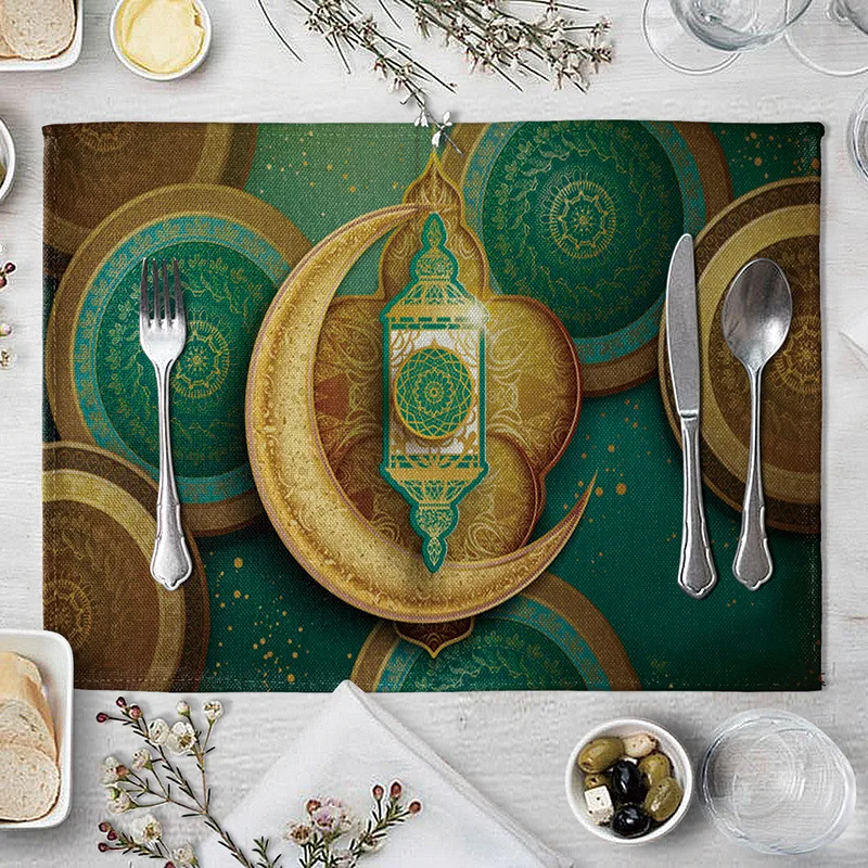Мусульманский Рамадан набивной стол салфетки звездой луной ночью вечерние