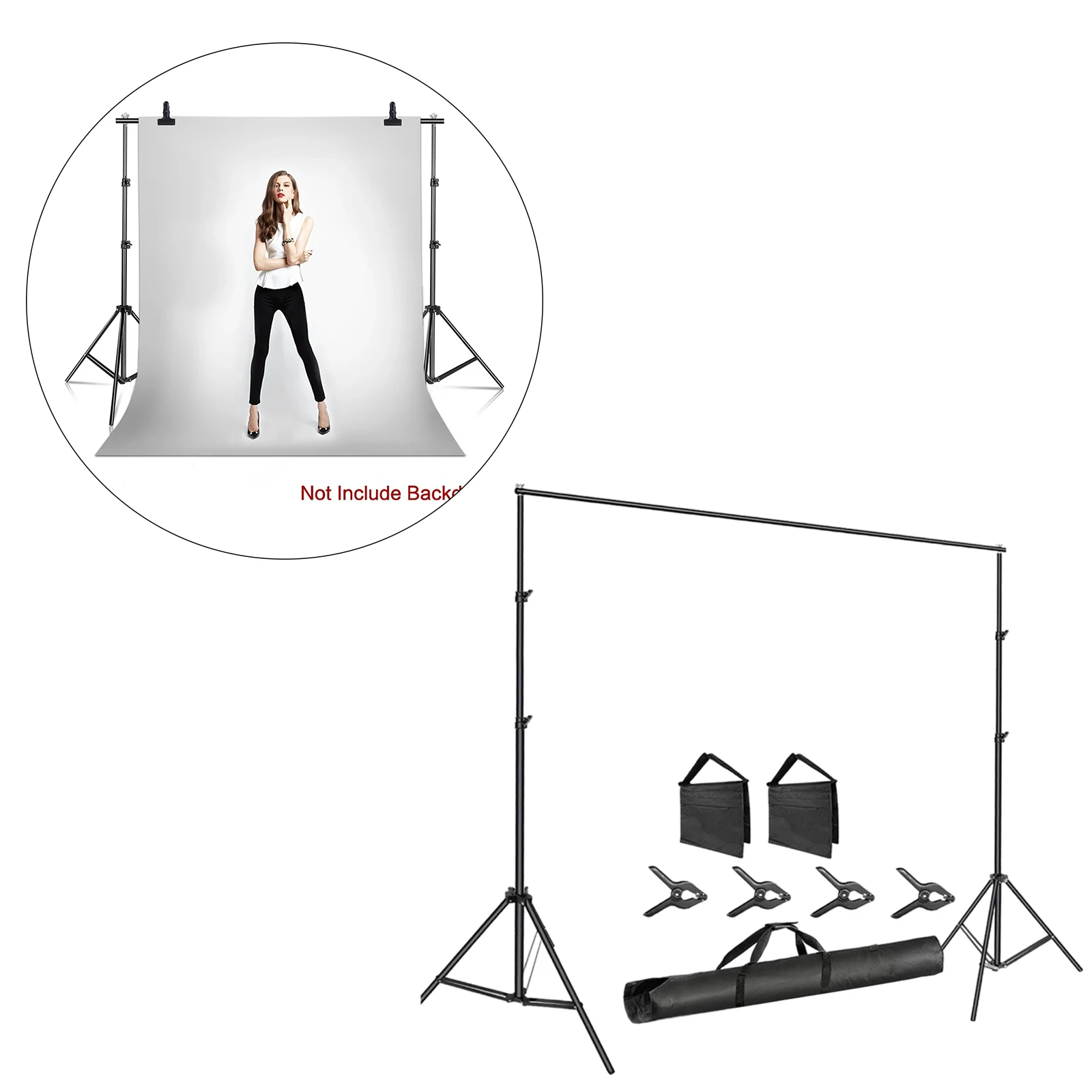

Photo Background Stand with Clamp, Carry Bag for Indoor Outdoor