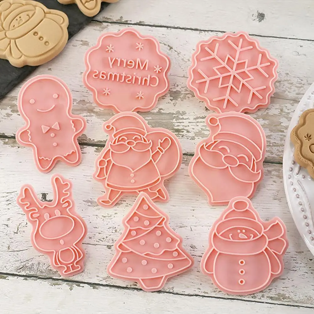 

8PCS Set Diy Cartoon Biscuit Mold Christmas Pattern Mold Decoration Cake Baking Tools Plastic Cookie Cutter Baking Cooking Tools
