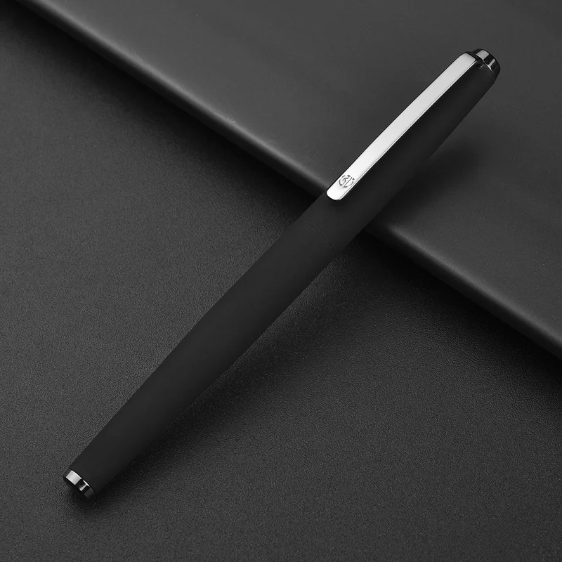 

517D Hongdian Matte Black Metal Fountain Pen Titanium Black EF/F/Bent Nib Silver Clip Excellent Writing Gift for Business Office