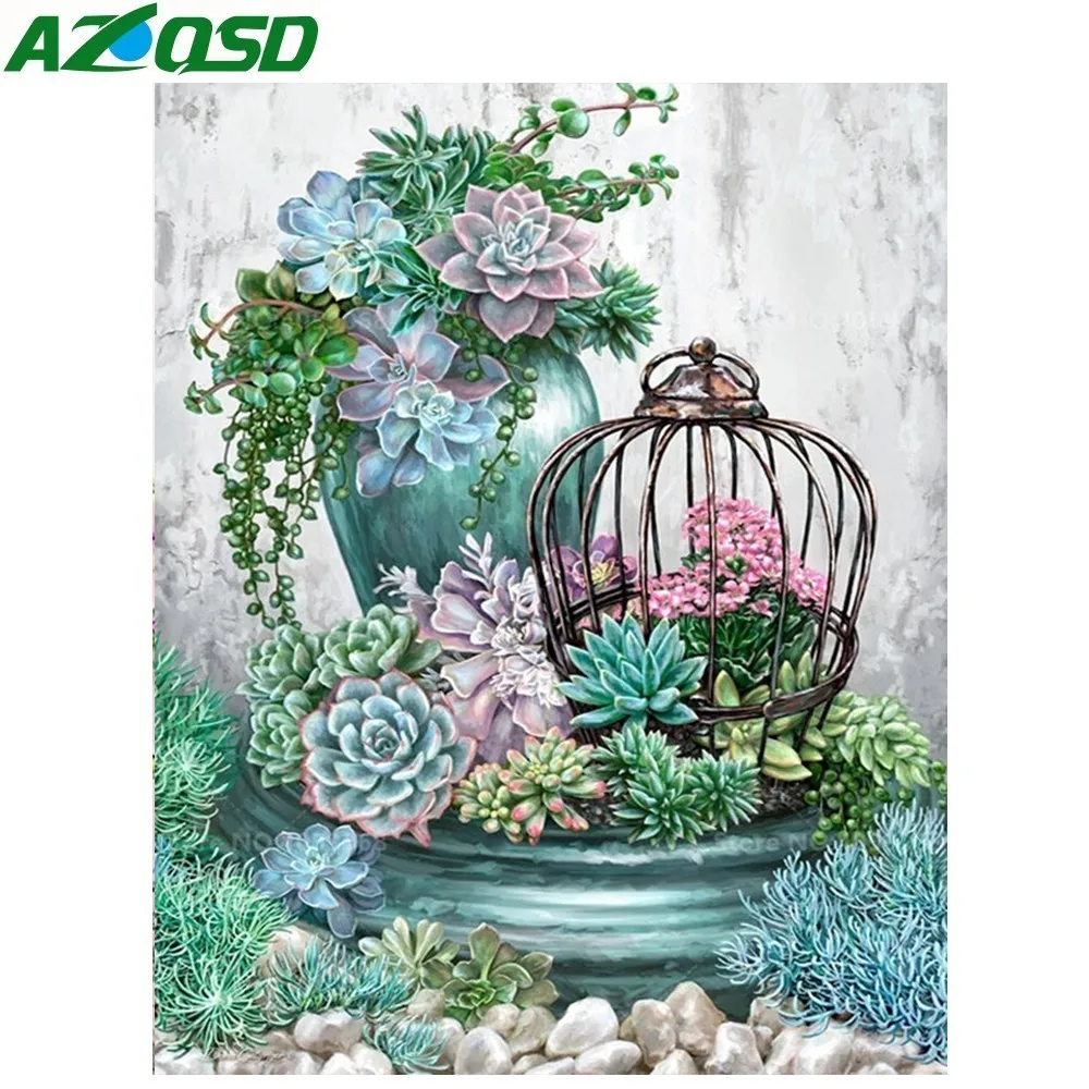 Алмазная 5D картина AZQSD сделай сам вышивка с цветами квадратными стразами