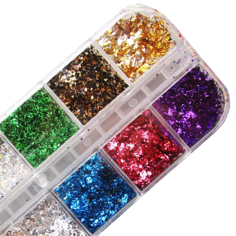 Bittb золотой серебряный ноготь бумага фольги нерегулярные алюминиевые хлопья