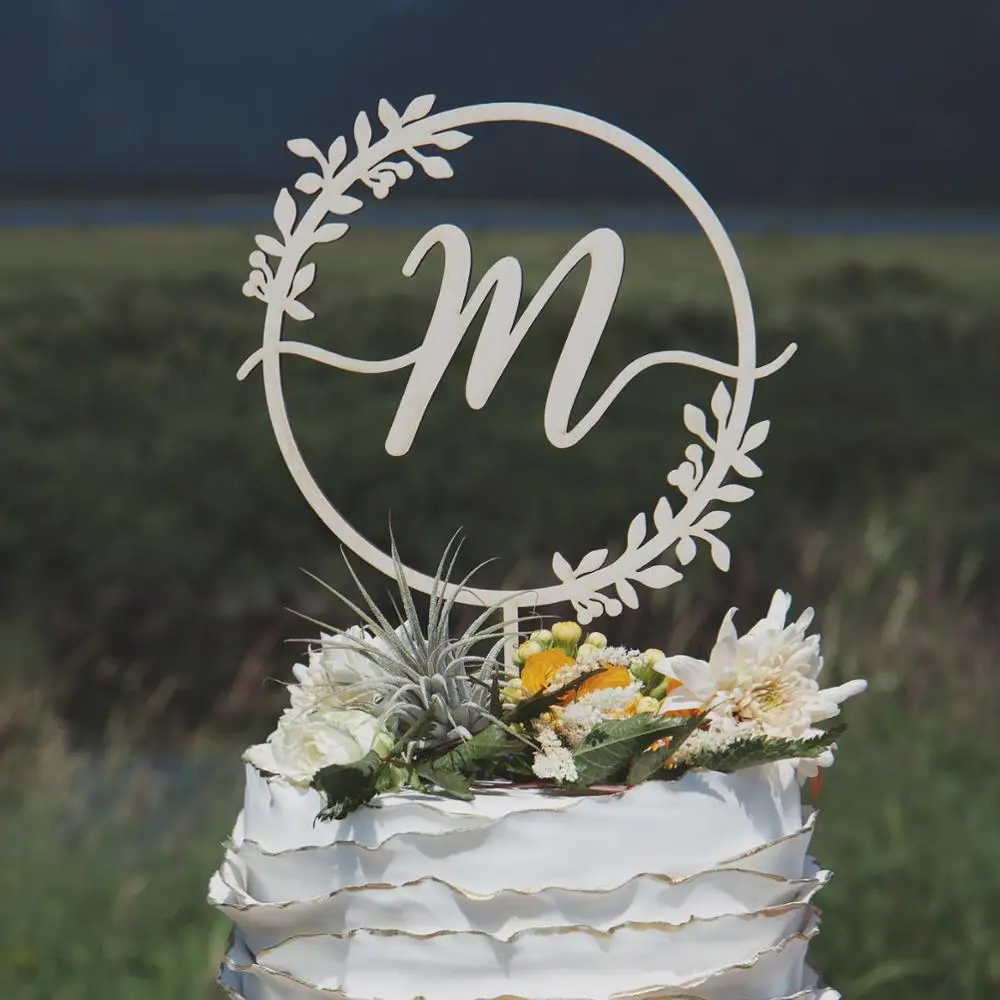 Сад свадебный торт Топпер Лесной монограмма начальный Boho Топпер|Товары для
