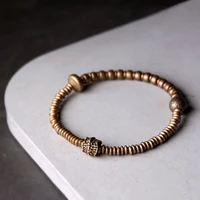 hammered brass copper alloy ancient craft bracelet artificial oxidized street style metal unisex male female jewelry gift