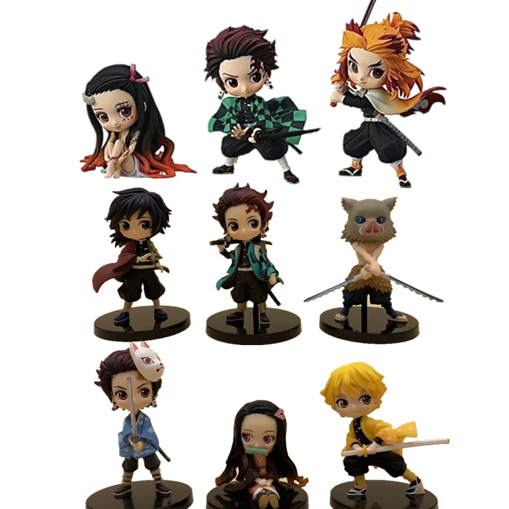 

Demon Slayer Nezuko Tanjirou Zenitsu Giyuu Inosuke Shinobu PVC Action Figures Q Ver. Toys Kimetsu no Yaiba Anime Figurine Toy