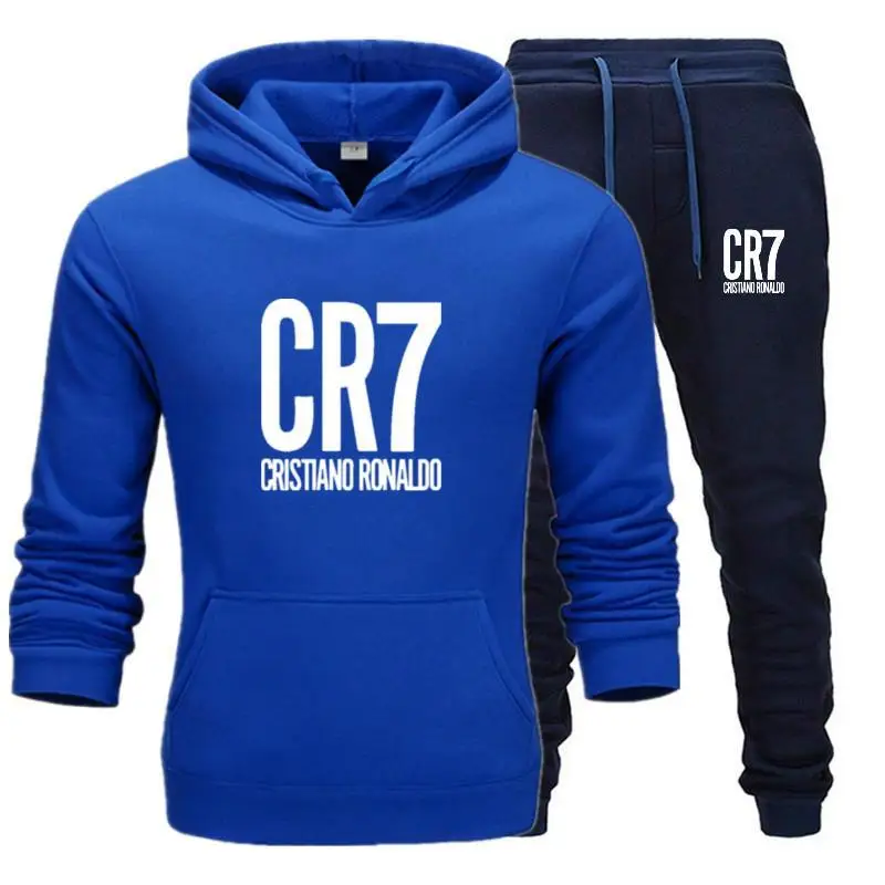 2020 мужской спортивный костюм зимний флисовый капюшон CR7 куртка с принтом + штаны