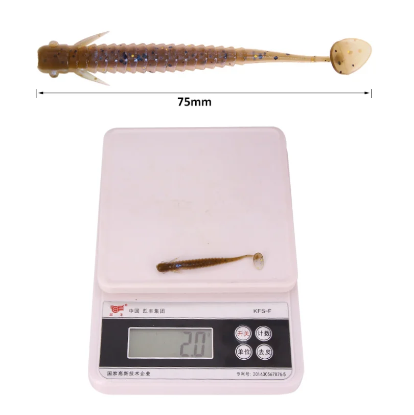 

7.5cm 8pcs Lure Bait Soft Bait Single Tail Soft Bug Bait Simulation Spiral T Tail Soft Fish Fishing Gear Supplies