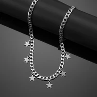 mens punk star pendant necklace fashion female stainless steel choker necklaces jewelry simple pentagon star jewelry gifts