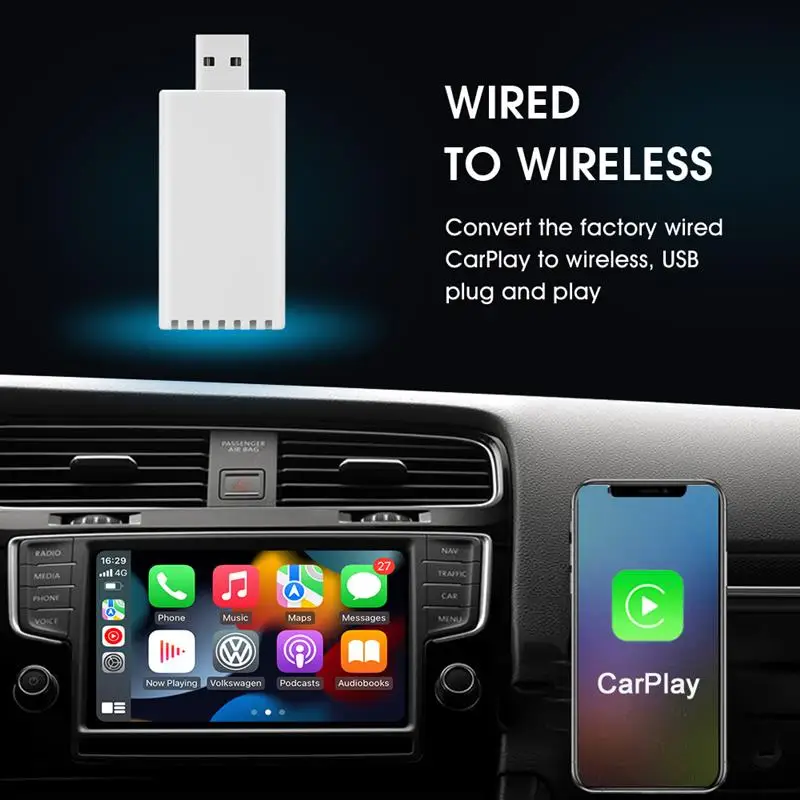 

Wireless Car Play Dongle Adapter Apple CarPlay Wireless Dongle Activator Wired To Wireless Car MP4 MP5 Play For VW Audi Benz BMW