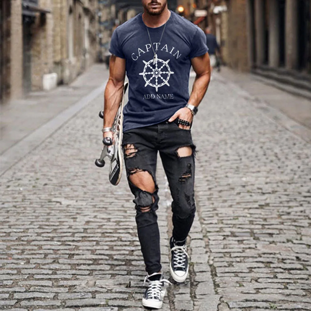 

T-shirt Western Style Summer 2021 Loose Casual Fashion Brand Hipster Simple Hipster Solid Color Letter Printing Round Neck