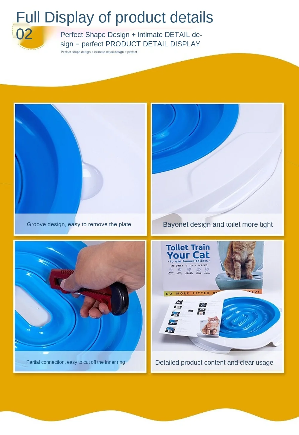 

Plastic Cat Toilet Training Puppy Cat Litter Mat Cat Toilet Trainer Toilet Pet Cleaning Cat Training 40*40*3.5cm Cat Toilet Pad