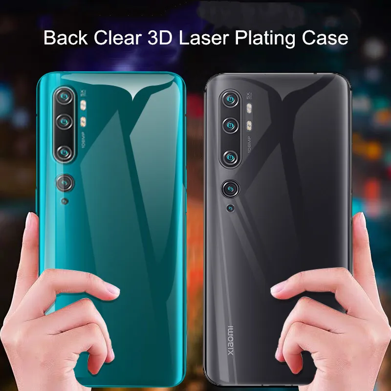 Чехол для Xiaomi Mi Note 10 Pro мягкий прозрачный чехол из ТПУ с лазерным покрытием