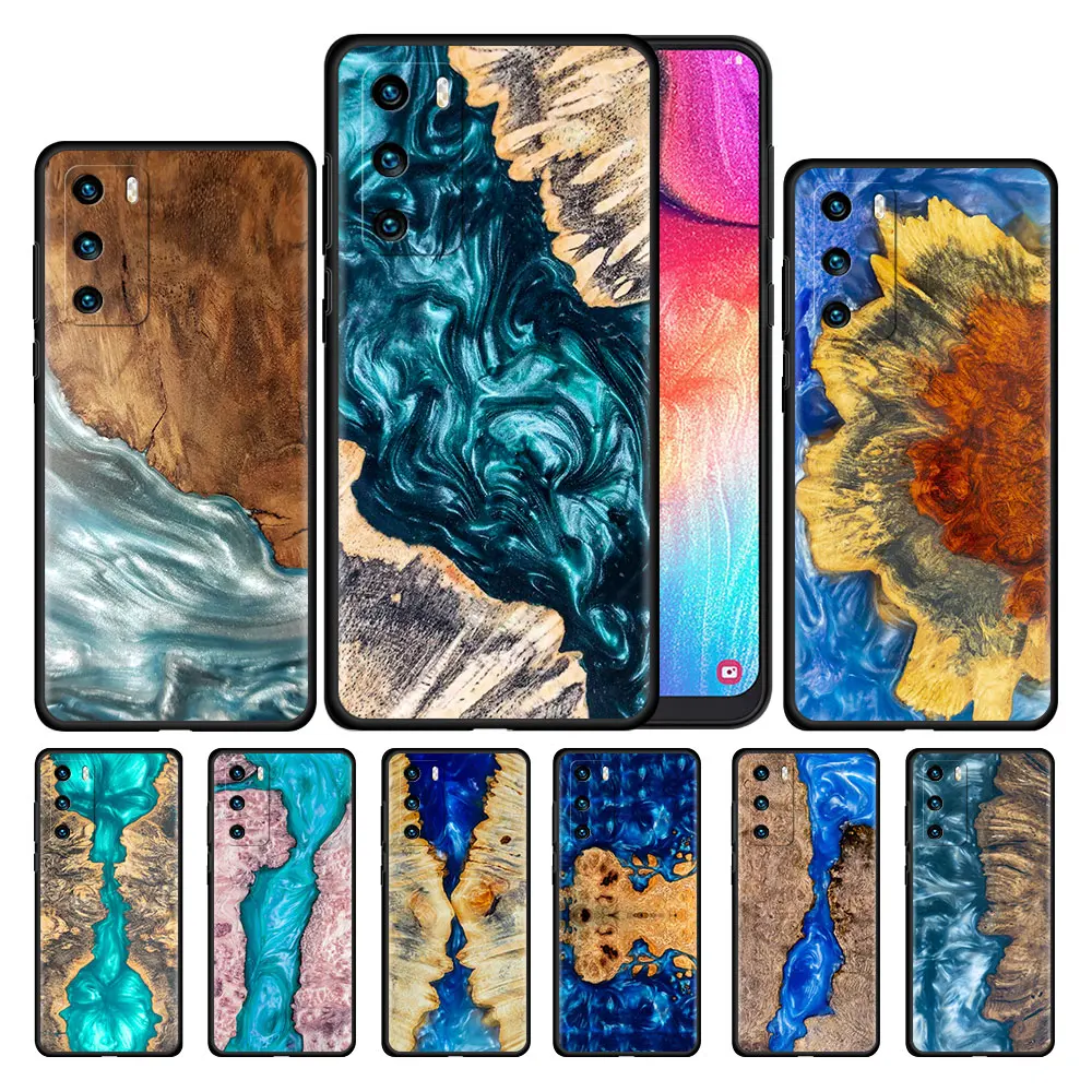 

Case For Huawei P30 P Smart Z P40 Lite E Y7 Y6 2019 P20 Silicone for Honor 8X Play 9A 30i 9X Pro Cover Carved Wood
