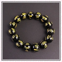 charm bracelet obsidian bracelet agate six words mantra bead bracelet men and women proverb bracelet evil buddhist jewelry