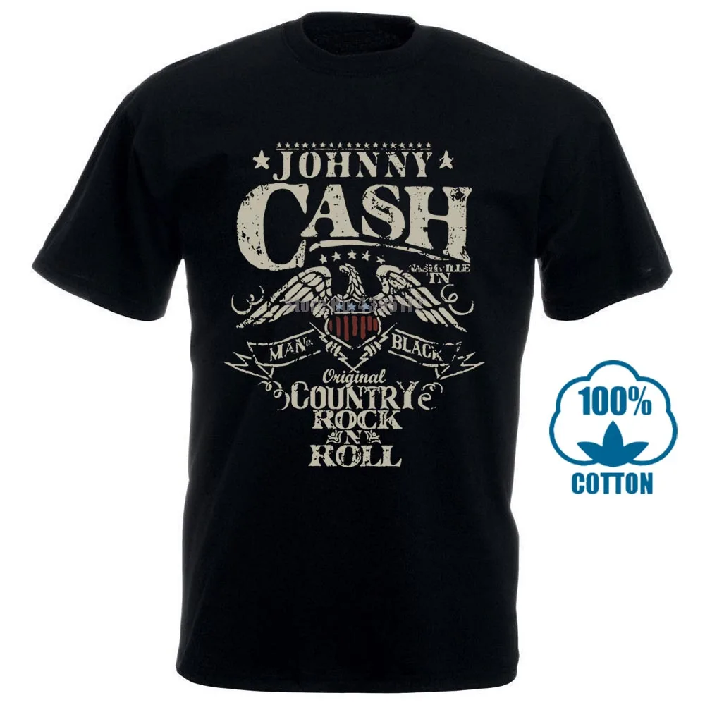 Футболка с надписью «Rock N» и надписью «Johnny Cash»; размеры s, m, l, Xl, 2Xl; Новинка; Официальная футболка