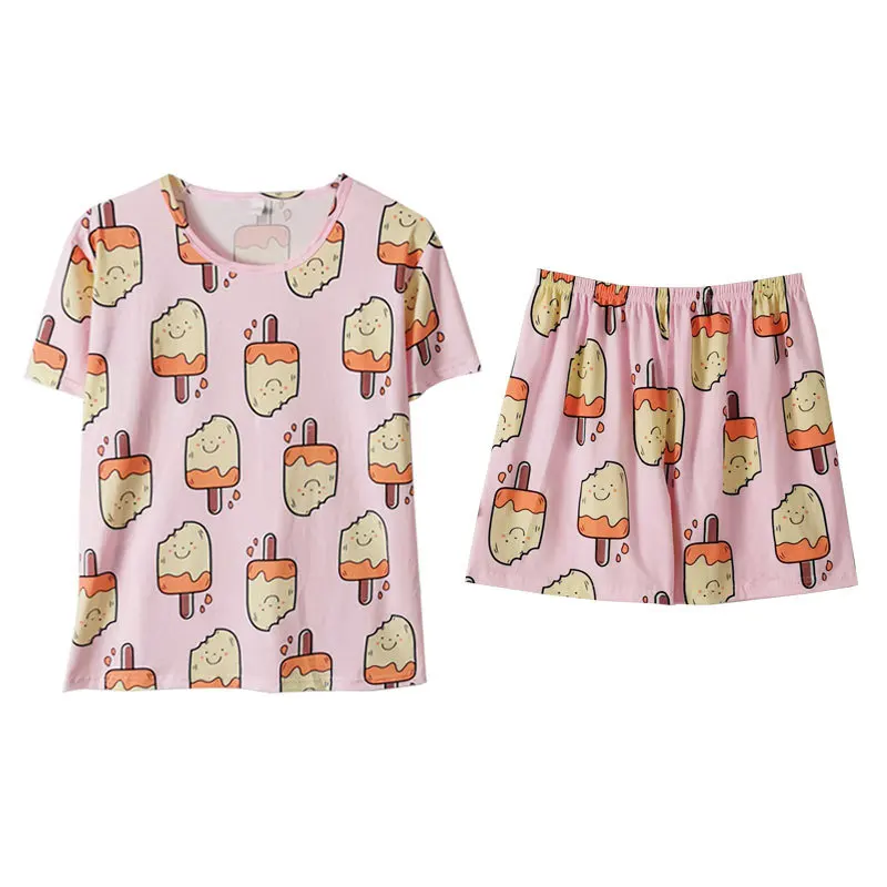 Женская летняя Пижама с круглым вырезом в комплекте 2 предмета | одежда