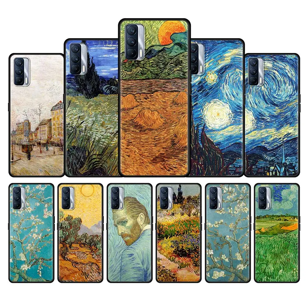 

Van Gogh Starry Art Phone Case For Google Pixel 4a 5 4 XL Soft TPU Cover Realme XT X50 X7 Q2 Pro V13 Q2i V15 GT Neo Black Shell