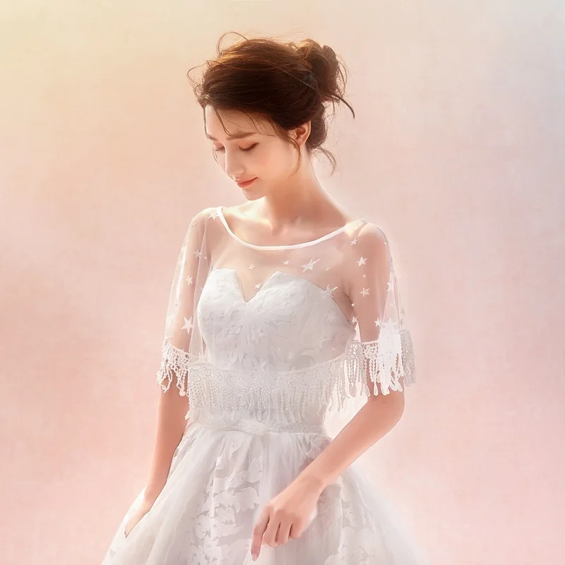 Свадебная накидка для платья кружевное болеро с аппликацией женское свадебное