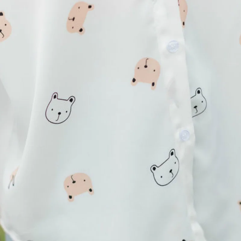 

Blouses Women Shirts Cartoon Printing Lovely Designed Ins Loose Students Chiffon Summer Soft Breathable All-match Streetwear Fit