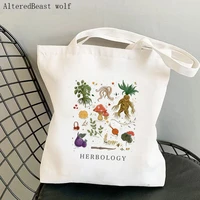 women shopper bag herbology plant printed kawaii bag harajuku shopping canvas shopper bag girl handbag tote shoulder lady bag