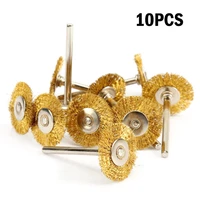 10pcs 3 1722mm brass wheel brush set brass wire wheel brushes polishing tool rotary tools for grinder engraver rotary accessory