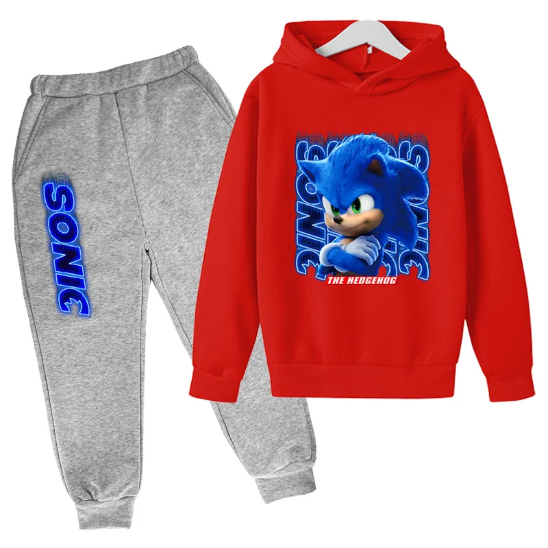 

Children's Cartoon Hedgehog Game Sonic Hoodie Suit Girl's Fashion Pullover Kids Casual Boy's Sweatshirt +Sweatpants 2-Piece Set