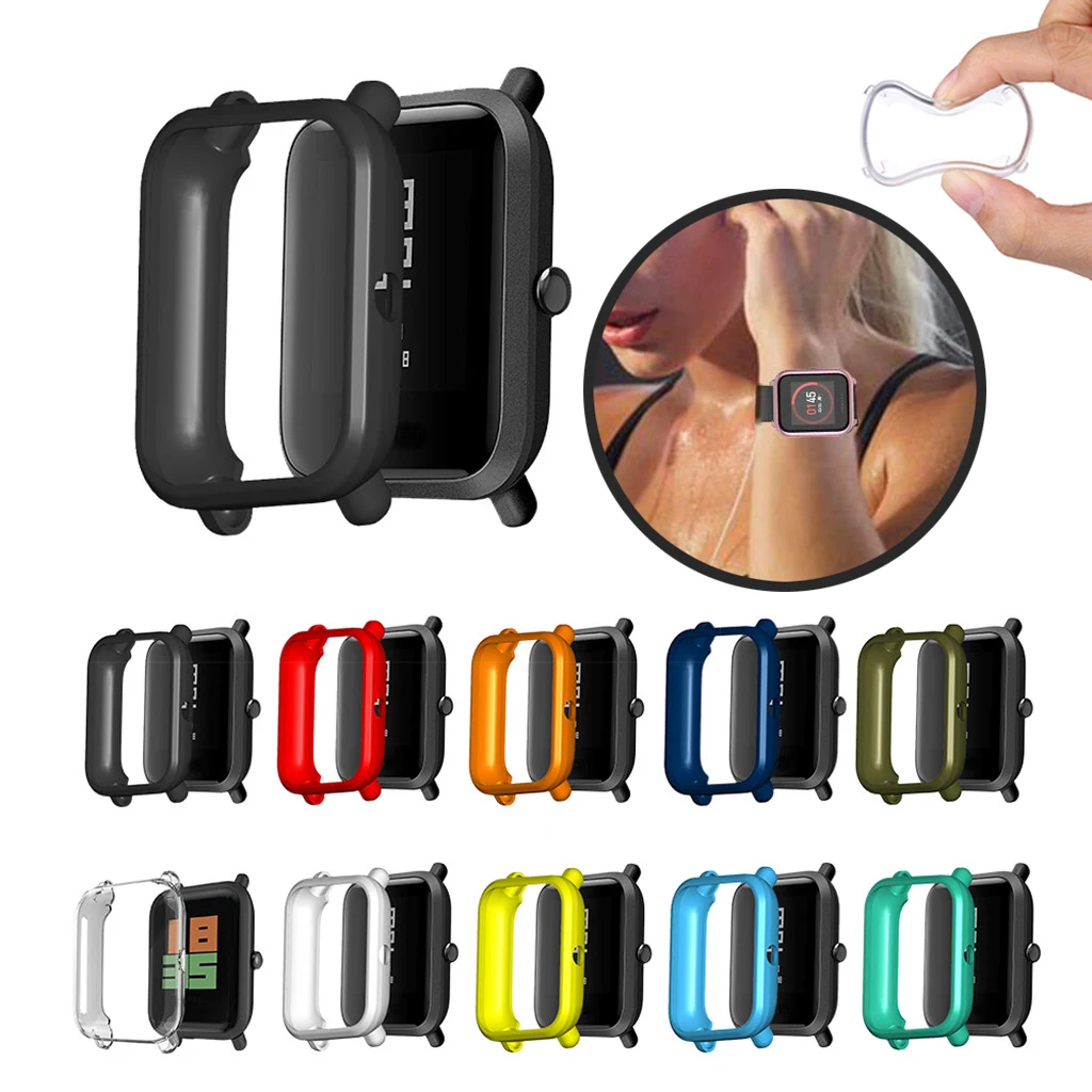 Soft TPU Case Cover Shell Protector For Xiaomi Huami Amazfit Bip Youth/Lite Screen Protector protection case for huami amazfit bip s replacement pc watch case cover shell frame protector for xiaomi huami amazfit bip lite