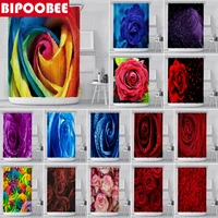 Colorful Flowers Shower Curtain Floral Rustic Flower Blossom Rose Bath Curtains for Bathroom Decor Bathtub Screen with Hooks
