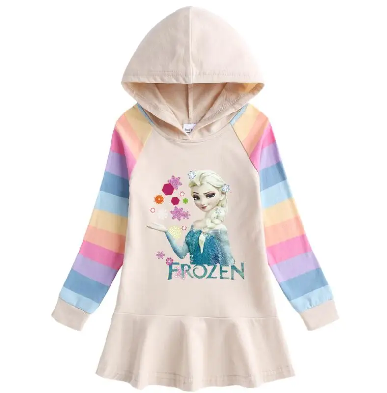 Осеннее платье с капюшоном и оборками для девочек | Детская одежда обувь