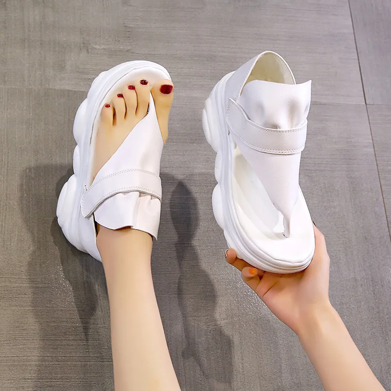 

Women's Chunky Casual Slippers Summer Platforms Wedge Flip Flops Ladies Beach Slides Campus Style Girl Clip Toe Sandals N6-69