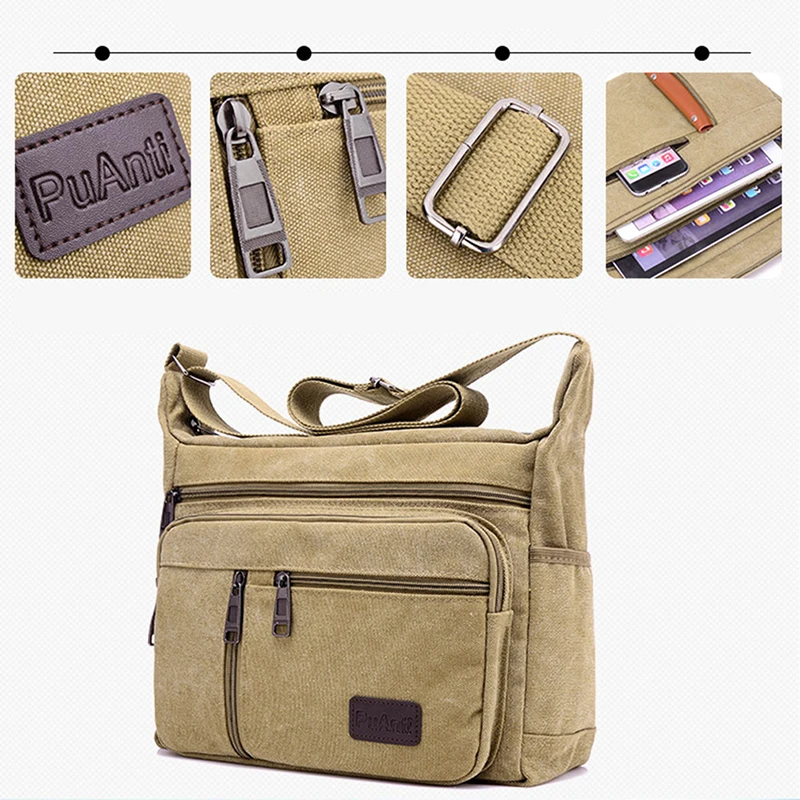 Men Travel Bag Canvas Casual Tote Men's Crossbody Outdoor Bags Mens Messenger Retro Zipper Shoulder High Quality |