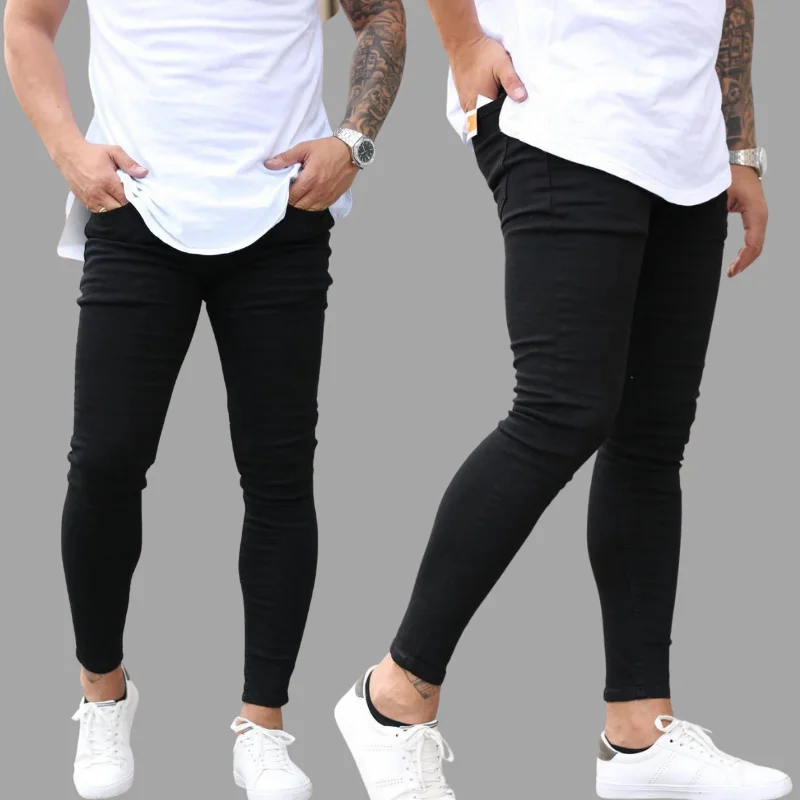 Jeans Men Business Casual  Black Slim Pencil Pants Male Fashion Skinny Biker Pants Street Hip Hop Party Denim Clothing Men