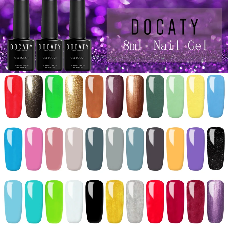 DOCATY Гель-лак для ногтей Полупостоянный УФ-Маникюр Vernis не протирает верхнее