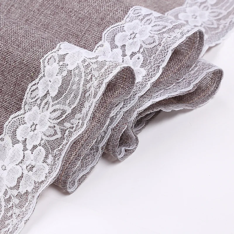 Brown Linen White Openwork Lace Table Flag Hand Fashion DIY Rectangular Cloth Diffuse Living Room Tablecloth Decorations ML308B | Дом и сад
