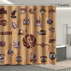 Занавеска для душа с логотипом Американской баскетбольной команды НБА, тканевая занавеска для ванной, набор аксессуаров для ванной, тканевый деревянный фон