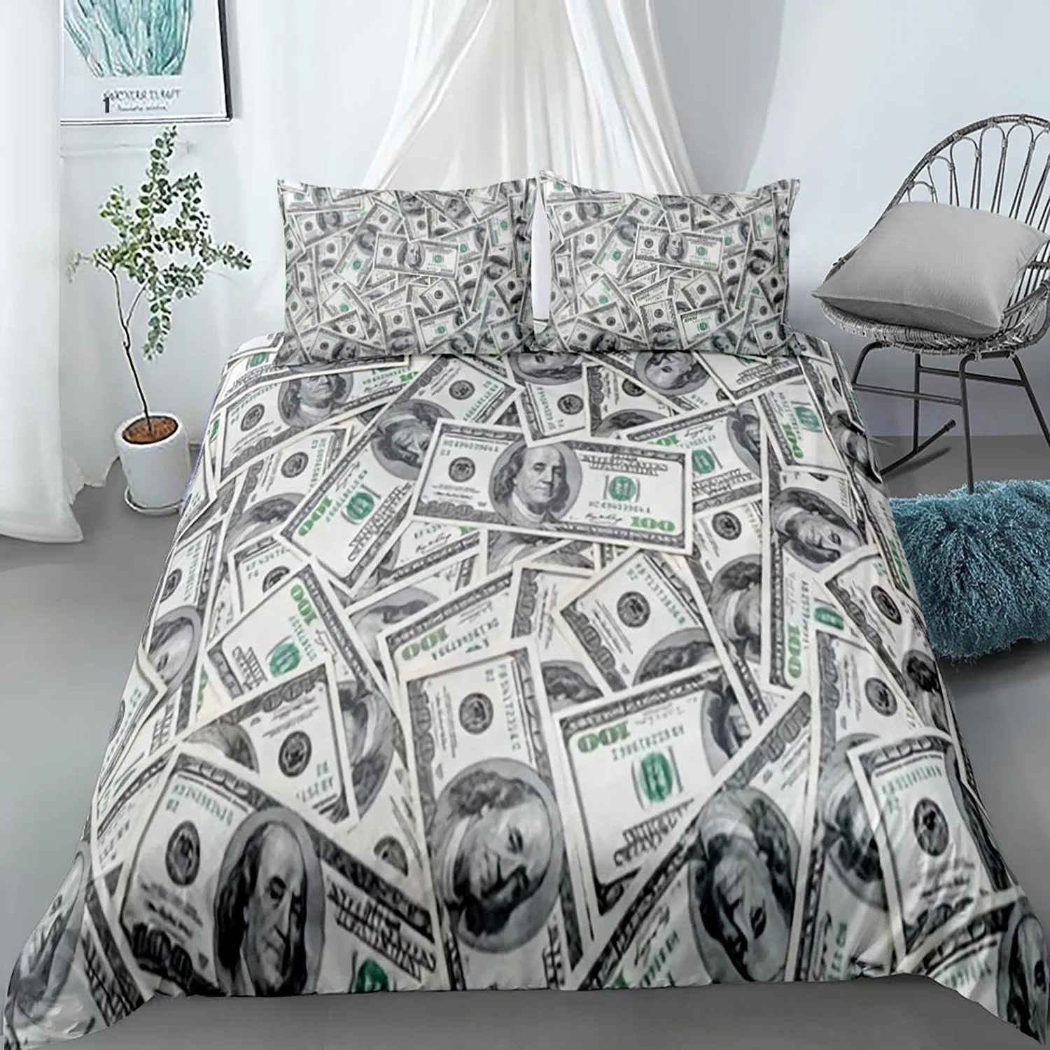 

Funny Design Money Dollar Bedding Set Single Twin Full Queen King Size Money Bed Set Kid's Kid Bedroom Duvetcover Sets 002
