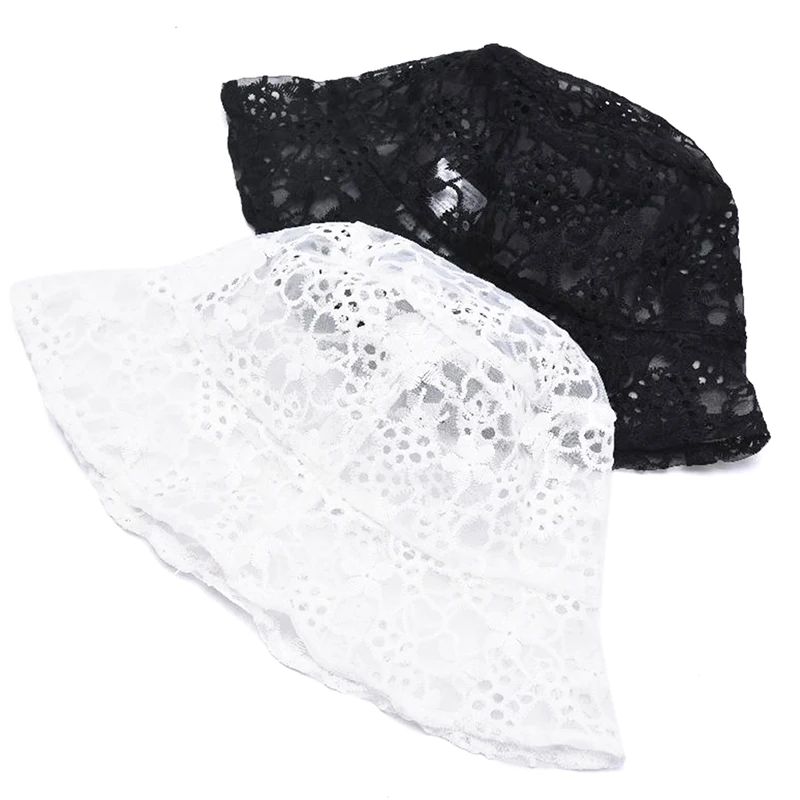 

Lace Hat Women Soft Flower Wide Brim Sun Hats Transparent Summer Fishmen Cap