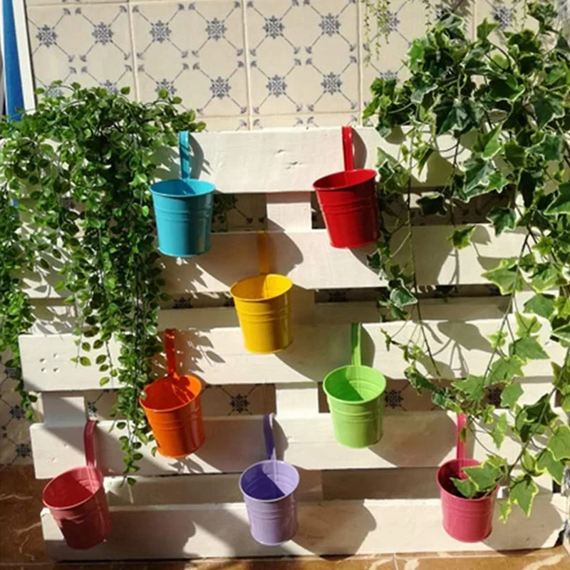 

10Pc Metal Flower Pot Flower Bucket Garden Flower Pot with 6Pc 5 Gallon Planting Bucket Planting Bag