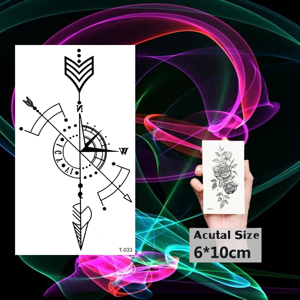 Водостойкие минималистичные геометрические компасы временные татуировки