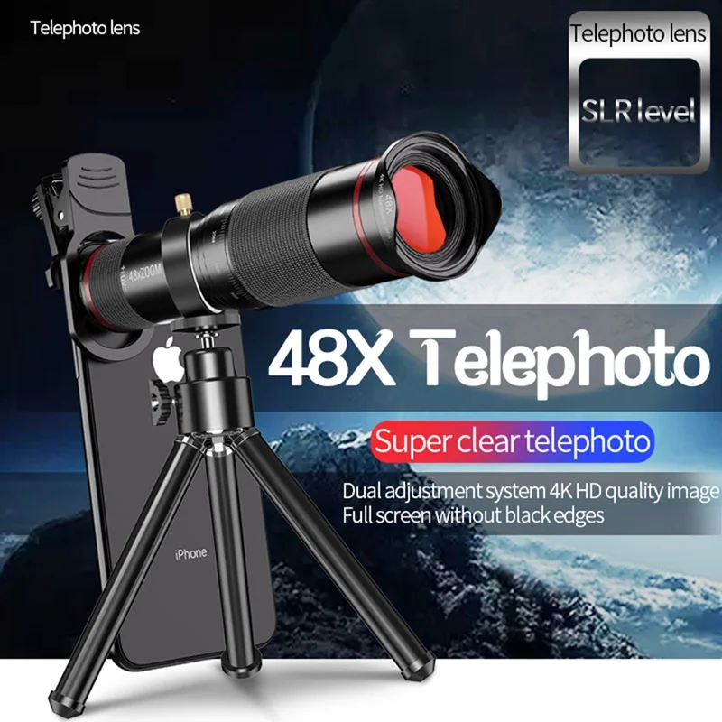 Tongdaytech 48X Mobile Phone Camera Lens 4 IN 1 Telescope Zoom Macro Lentille Fish Eye for Iphone Samsung Xiaomi Smartphone | Мобильные