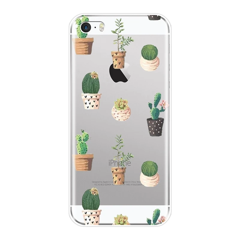 Cactus Flora Cute Flower Green Plants Cacti Floral Back Cover For iPhone 5C 5S SE 5 S Soft Silicone Phone Case 4S 4 |