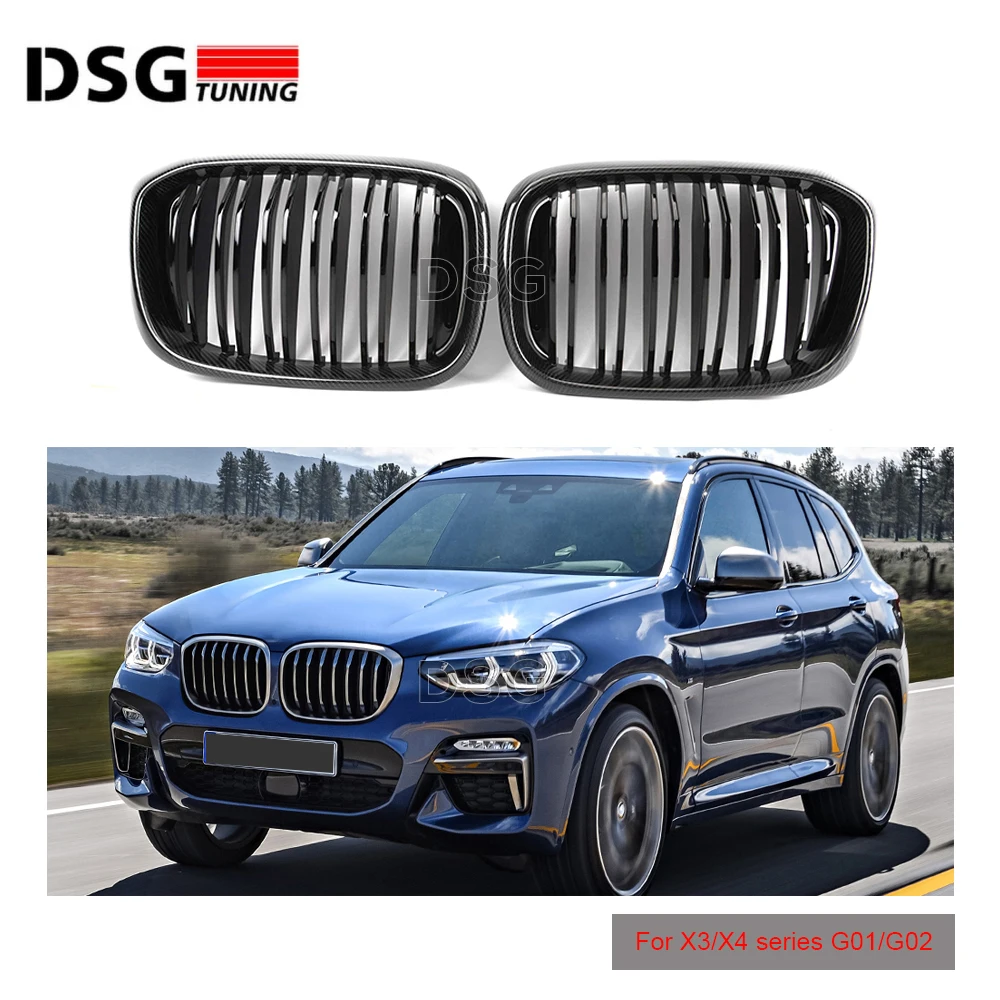 Передняя решетка для BMW X3 X4 G01 G02 Racing из углеродного волокна с 2 планками ABS xDrive20i