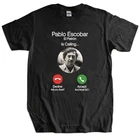 Мужская хлопковая футболка, летние топы, мужские футболки с принтом Пабло Эскобара, забавные мужские топы с принтом звание, забавные мужские футболки для телефона, черная футболка