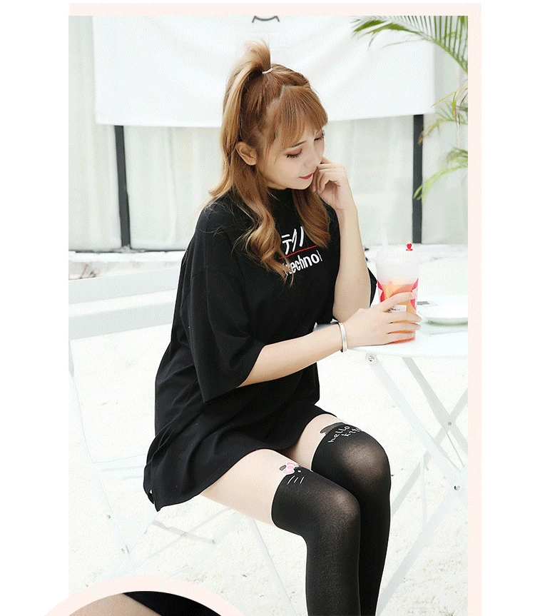 Anime cartoon stockings cat loving heart bear totoro devil Kumamon bowknot cute fun sweet women cotton stockings cosplay kawaii