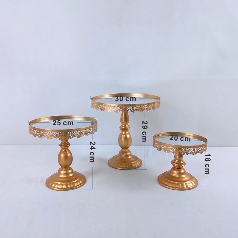 3PCS IN IT Европейский Золотой Стиль Солнцезащитные очки, зеркальные круглые металлическая, для подставки для пирожных пластина домашняя одежда для свадьбы, дня рождения подставка для торта инструмент - Цвет: 3PCS IN IT